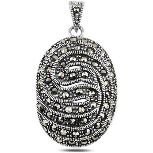 Silver 925 Sterling Marcasite Pendant