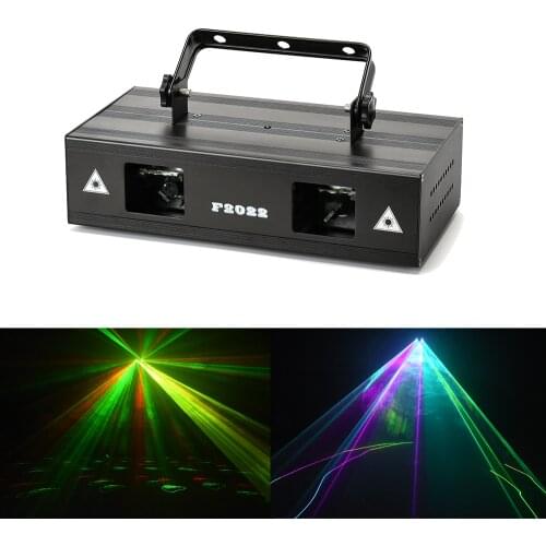 High brightness 2 Lens Red Green Blue RGB Beam Laser DMX512 professional projector DJ Disco home party show stage lighting