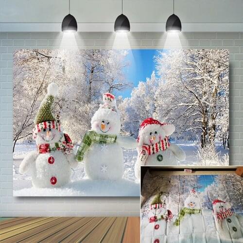 Christmas Snowman Backdrop for Photography Party Forest Background Snowfalke Party New Year Party Decoration