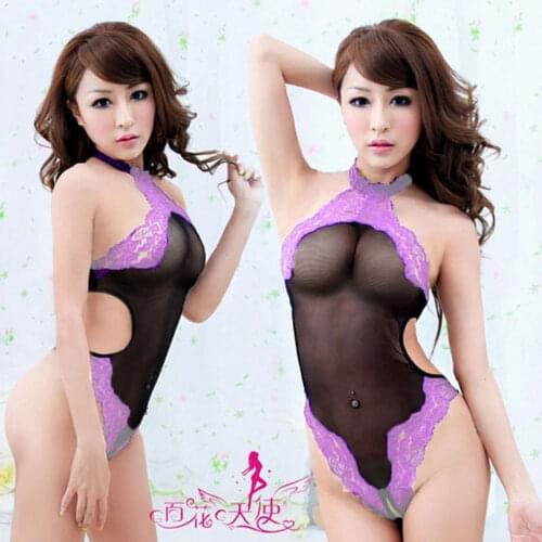 Sexy Bodysuit Women Lady Lace Patchwork Backless Sleepwear Nightwear