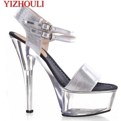 Sexy fashion sandals with the size of the crystal shoes handmade crystal high heels 15cm