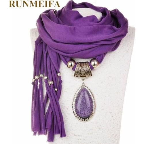 RUNMEIFA Pendants Necklaces Scarf Brand Solid Color Iron Alloy Simple Parquet Pendant Scarf Lady jewelry Scarf Free Shipping