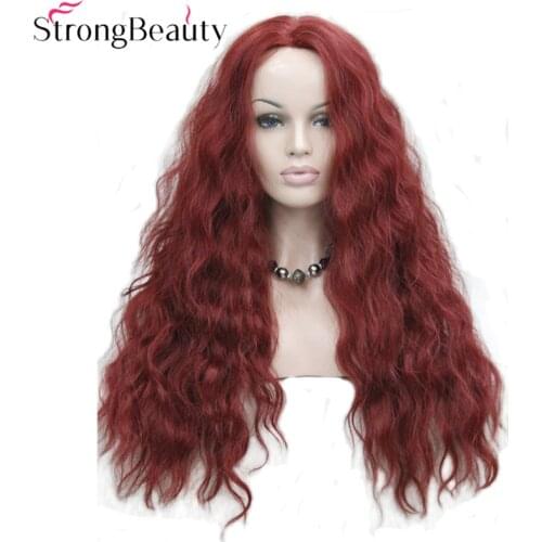 StrongBeauty Synthetic Wig Wavy Red/Blonde Lace Front Wigs