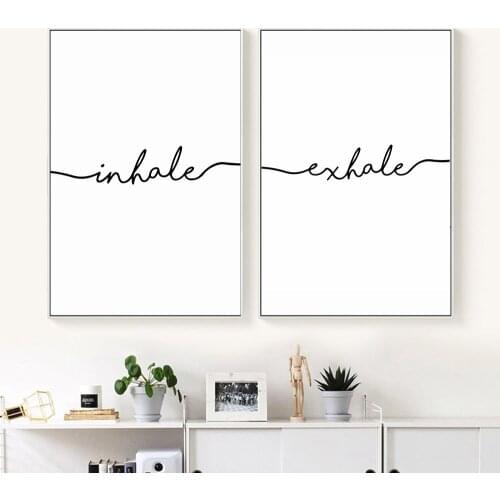 Inhale Exhale Nordic Poster Minimalist Canvas Art Prints Wall Art Painting Decorative Picture Living Room Decoration