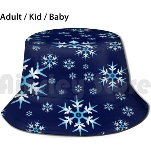 Snow Patterns Sun Hat Foldable UV Protection Johndsmith Snowflake Flake Winter Blue Snow Pattern White Water Ice Soft