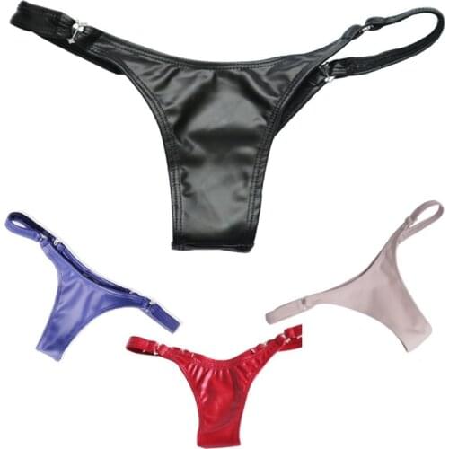 Sexy Women Plus Size Latex Low-Rise G-string Panties Sexy Low Waist G string Micro Thong Women Lace Up T-Back Erotic Lingerie 20