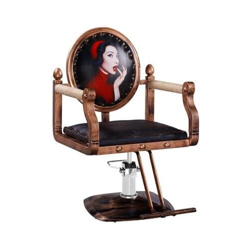 Retro hairdressing salon chair waiting for dyeing hot chair haircut chair hair salon hydraulic chair master chair workmanship
