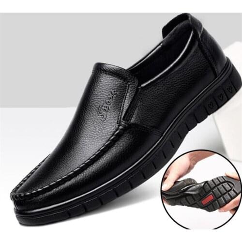 New mens leather shoes fashion leather comfortable light soft bottom non-slip casual walking shoes men insole designer
