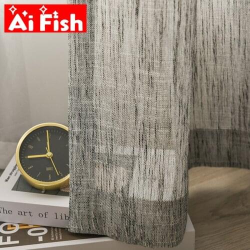 Japanese Gray Gauze Tulle Curtains For Living Room Thicker Imitation Hemp with Messy Semi-shading Bedroom Curtains MY111&30