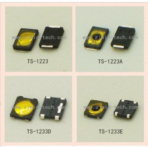 Reel Packing 50PCS Ultra small Ultra Low Profile Phone Push Button Tact Switch 2X3X0.65/3X3X0.75MM TS-1223A/1223/1233D/1233E