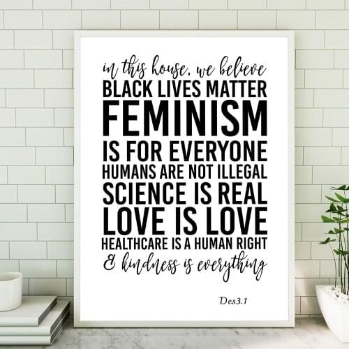 In This House We Believe That The Life of Black People Is Also The Life of Human Rights Poster Canvas Painting Wall Home Decor