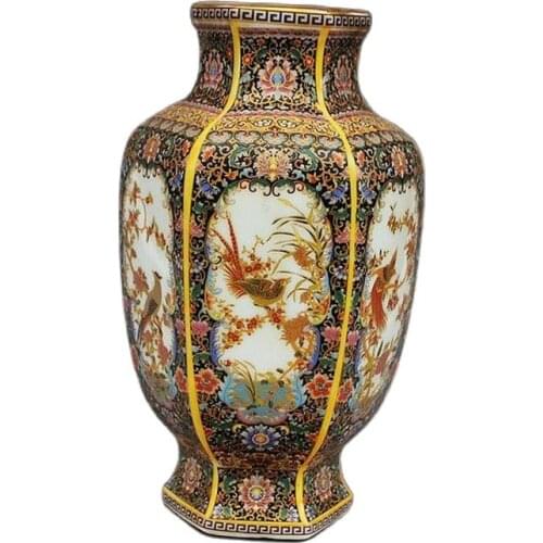 New shelves antique Enamel Gold Flower Vase vase high-grade aristocratic royal style decoration