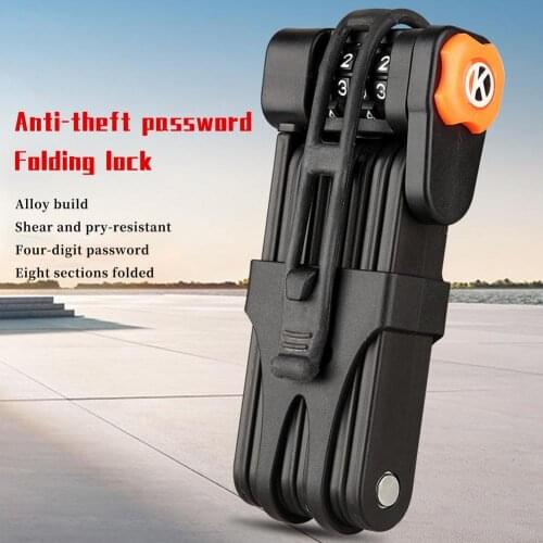 Bicycle Lock Alloy Steel Folding Lock MTB Road Bike Lock Anti-theft Lock Password Lock Safe Cycling Accessories