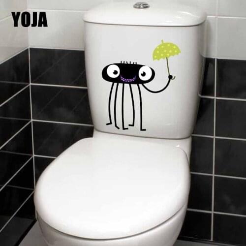 YOJA 20.1X23.6CM Cute Cartoon Spider Toilet Decal Wall Sticker Living Room Home Decor Funny Pattern T5-1320