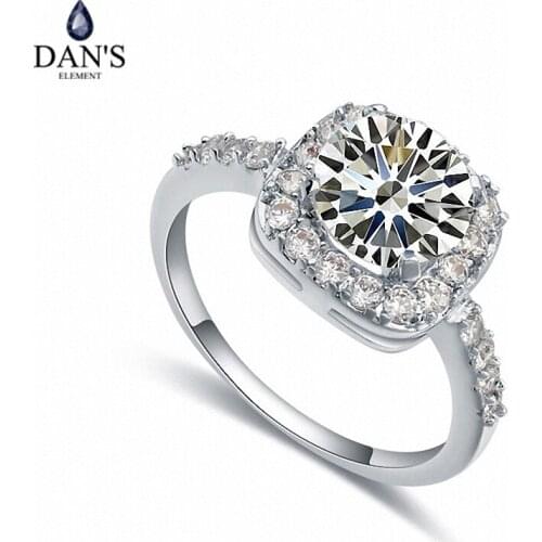 DANS Real Austrian Crystals Brand AAA Zirconia Micro Inlays Fashion Ring for women New Geometric 110000white