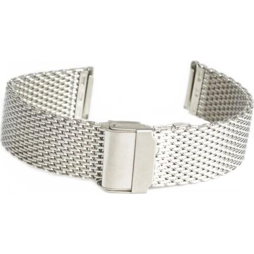 20mm Unisex Double Meshes Stainless Steel Watch Bands Strap Bracelet Double Safety Buckle Silver Hot Brithday Gift