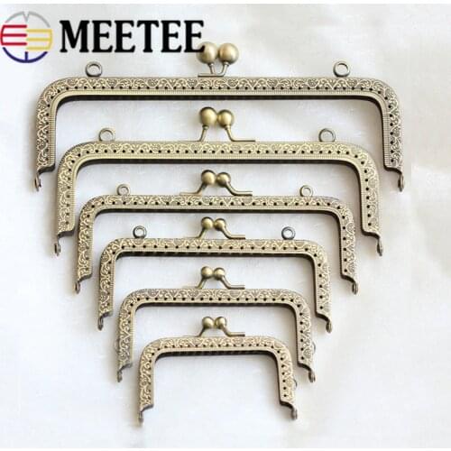 5pcs Meetee Bronze Metal Purse Frame Handle for Clutch Handbag Accessories Make Kiss Clasp Lock Tone Bags Hardware Sewing Craft