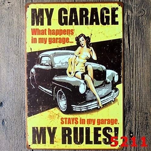 AIDANDAN Bar Rules Tin Sign Nobrand Personalized Ation My Garage My Rules Old Design 20 X 30 cm