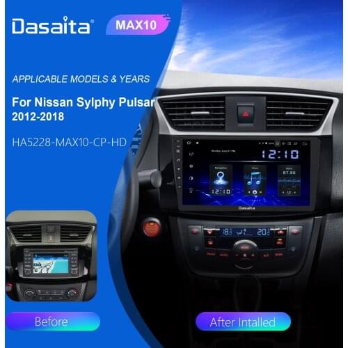 Dasaita 10.2" Android 10.0 Multimedia Player Car Radio Player Stereo for Nissan Sylphy Pulsar 2012-2018 1 Din Navigation Carplay