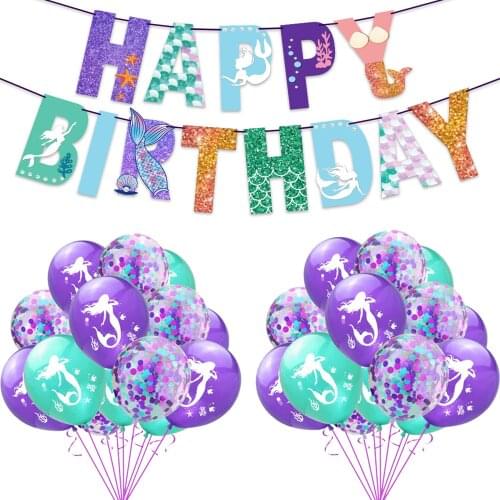 Happy Birthday Banner Mermaid Girl Birthday Mermaid Garlands One 1st Birthday Under The Sea Banners Happy Birthday Decor Kids