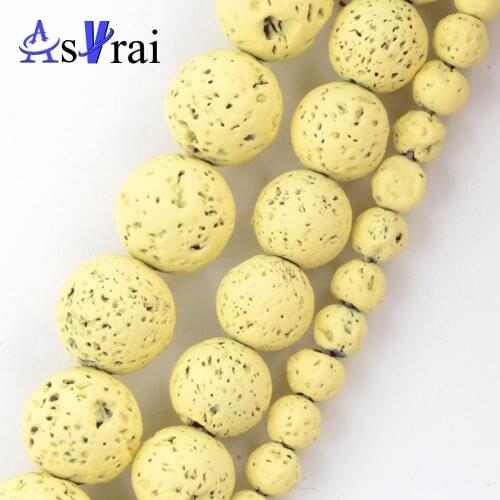 Light Yellow Hematite Lava Stone Natural Stone Matte Round Beads For Jewelry Making 4-12mm Spacer Loose Beads Diy Bracelets 15"