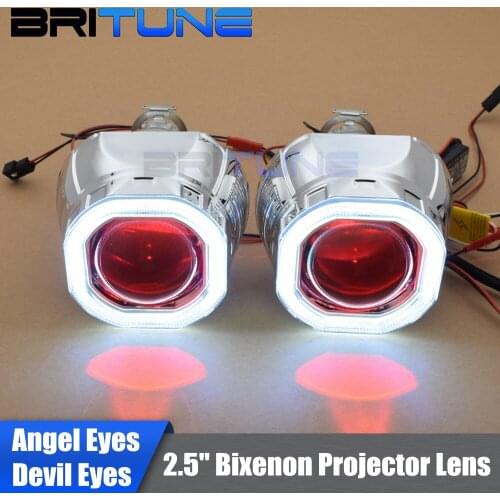 Britune Bi-xenon Projector 8.0 Angel Devil Eyes Lenses In Car Headlight H4 H7 2.5 inch H1 HID LED Light Bulbs Accessories Tuning