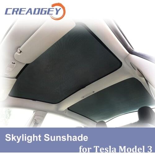 Creadegey Car Front Rear Sunroof Shade for Tesla Model 3 Glass Roof Interior Sunvisor Mesh Windshield Skylight Blind Shading Net