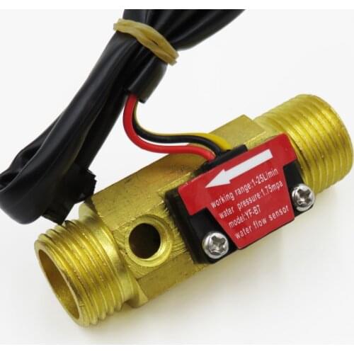 2PCS Water Flow Sensor Meter Counter Indicator Turbine Hall Flowmeter With Temperature Probe YF-B7 DN15 G1/2'' 1-25L/Min