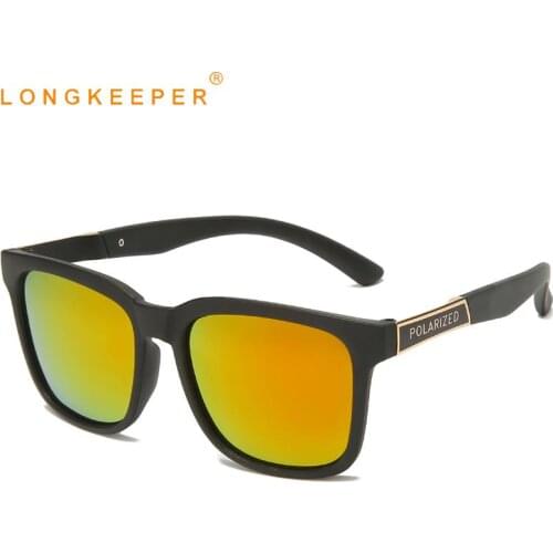 LongKeeper TR90 Polarized Sunglasses Men Driver Shades Male Vintage Square Sun Glasses Driving Mirror Coating Goggles UV400