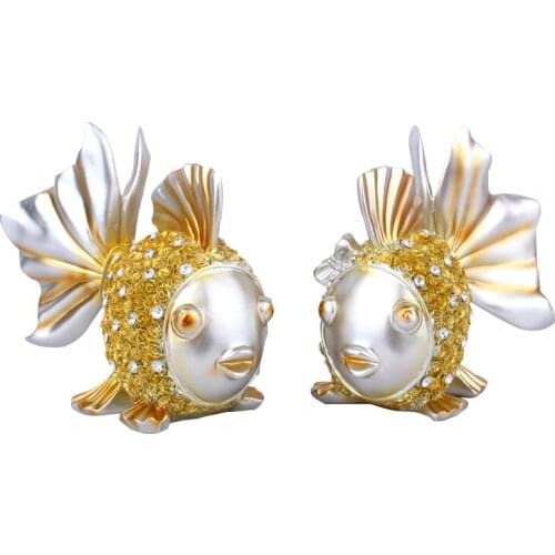 EUROPEAN SILVER ROSE STUDDED DIAMOND GOLDFISH RESIN ORNAMENTS LIVING ROOM BEDROOM RESIN CRAFTS WEDDING GIFTS DESKTOP FURNISHING