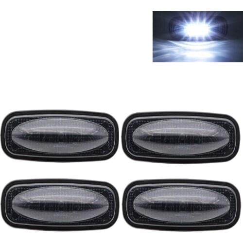 Fuleem 4PCS Smoked Lens White LED Side Marker Fender Lights Built-in 3 Diodes 12V For Pickup Camper Cab SUV Trailer Truck