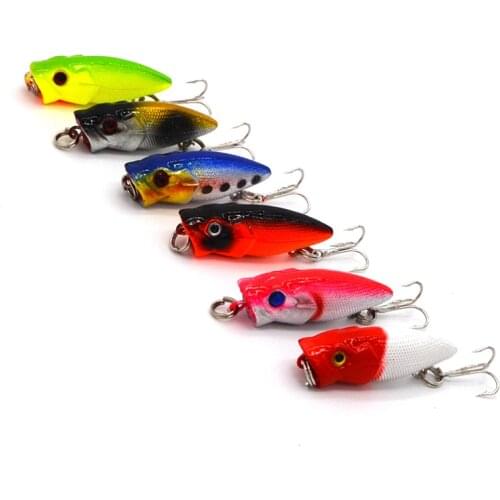 6Pcs 3.5cm 3g Artificial Bait Mini Popper Fishing Lure Crankbait Wobblers Hard Plastic Laser Fishing Lure Baits 3D Fish Eyes