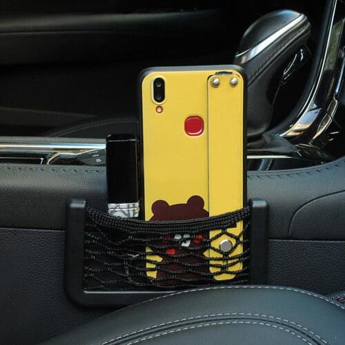 Car Net Pocket Phone Holder Elastic Mesh Organizer Storage Rack For Card Wallet Keys Stowing Tidying Interior Auto Accessories