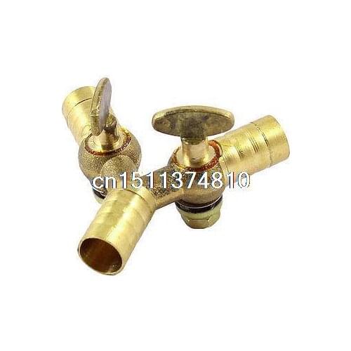 0.35" Gold Tone 3 Way Double Outlet Y Shape Gas Control Valve