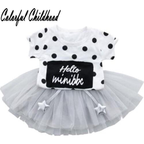 Girls Clothing Sets Summer polka dot Baby Clothes For Girls T-Shirt + Skirts 2Pc Kids suit children outfits