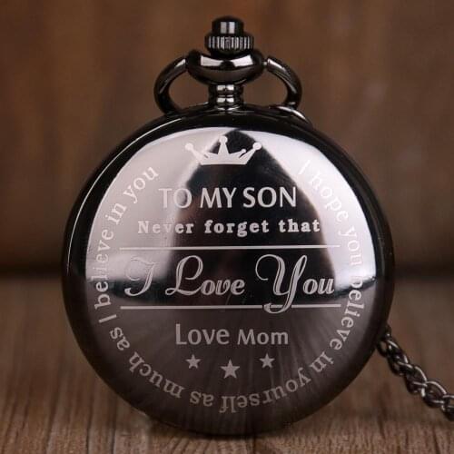 Creativity Text "To My Son" Quartz Pocket Watch Fob Chain Watch Best Gift For Children Son Gifts TD2190