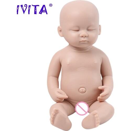 IVITA WG1509 38cm 1800g Eyes Closed Sleeping Full Body Silicone Reborn Baby Dolls Unpainted Unfinished Soft Doll DIY Blank Toys