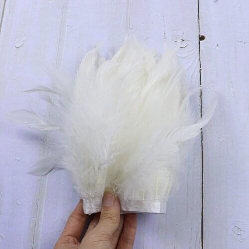 Natural Rooster Feathers Fringe Trim Ribbon For Needlework 13-18Cm White Plumes Plumas Decoration Handicraft Sewing Accessories