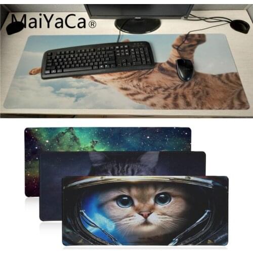 MaiYaCa In Stocked Funny Lovely Space Cats Rubber Pad to Mouse Game Locking Edge Rubber Large Mousepads Keyboard Mat Desk Mat