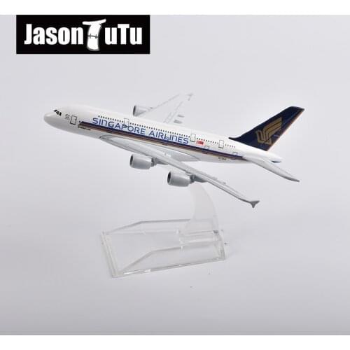 JASON TUTU 16cm Singapore Airlines Airbus A380 Plane Model Aircraft Diecast Metal 1/400 Scale Airplane Model Gift Collection