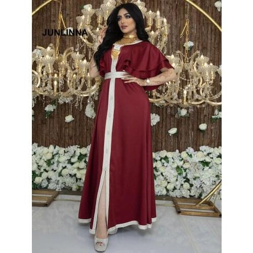 Muslim Robe-Casual Dress V Neck Ruffle Sleeve Narrow Goods Sides Loose Dresses Fashion New Women Abaya Vestidos