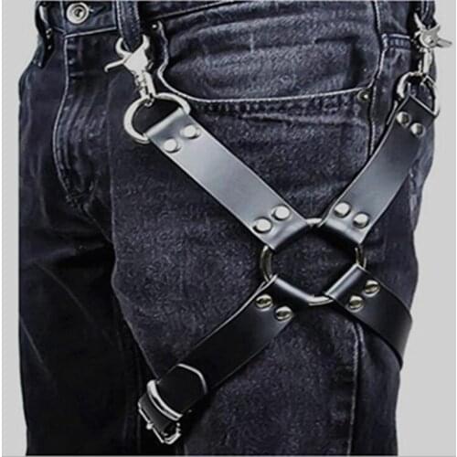 Men Women New fashion Wallet Belt Chain Strap Clip Leather Punk Suspender Hook adjustable leg ring Handmade Sock Garter Unisex