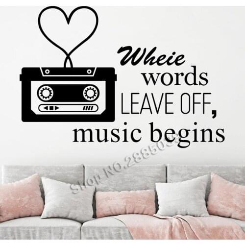 Music Quote Wall Sticker Creative Radio Heart Pattern Warm Word Home Decoration Sofa background Mural Art Wall Decor Decal LC664