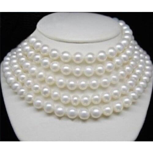 Natural 9-10mm new fashion white pearl necklace high grade weddings party gift diy women long chain charms jewelry 68inch BV331