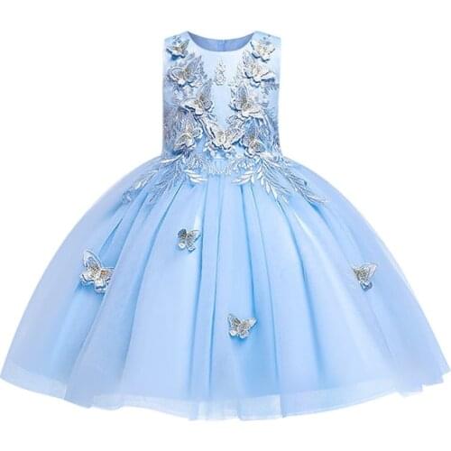 New Flower Girl Princess Party Dress Dream Wedding Birthday Elegant Flower Dresses Child Bow Dress Baby Children Tutu Clothing