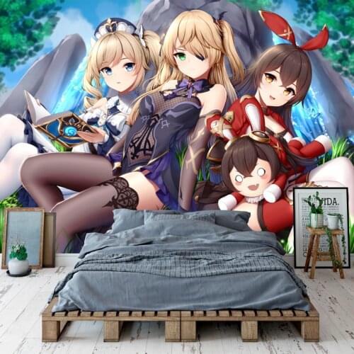 Keqing Wallpaper Genshin Impact Wall Murals Custom 3D Wallpaper Anime game Cosplay Bedroom Living room Sofa Background Wall Art