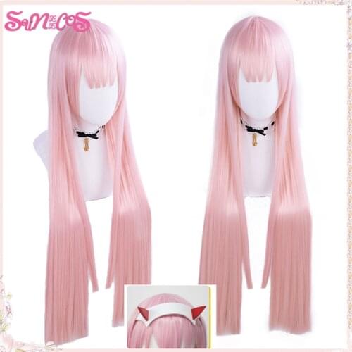 DARLING in the FRANXX 02 Cosplay Wigs Zero Two Wigs 100cm Long Pink Synthetic Hair Perucas Hair Heat Resistant Wig CapHairclip