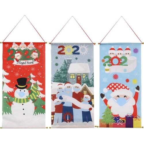 Merry Christmas Porch Door Banner Hanging Ornament For Window Home Xmas Happy New Year Decoration 2021