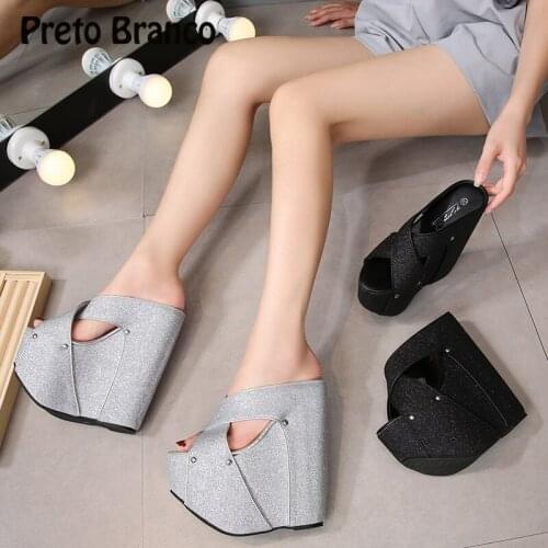 PRETO BRANCO 2020 New Design Womens Sexy Fashion Super High Heel Platfrom Sandals Fish Toe Shoes ZYW-998-47