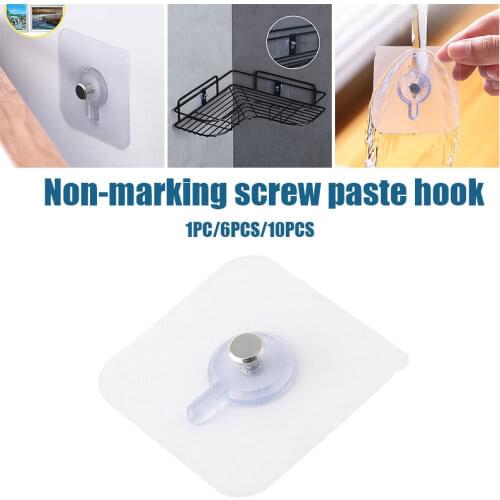 1/6/10 Pcs Self-adhesive Hanging Nail Pvc Wall-mounted Nails Practical Transparent Strong Adhesive Screw Wall Nail Poster Hooks